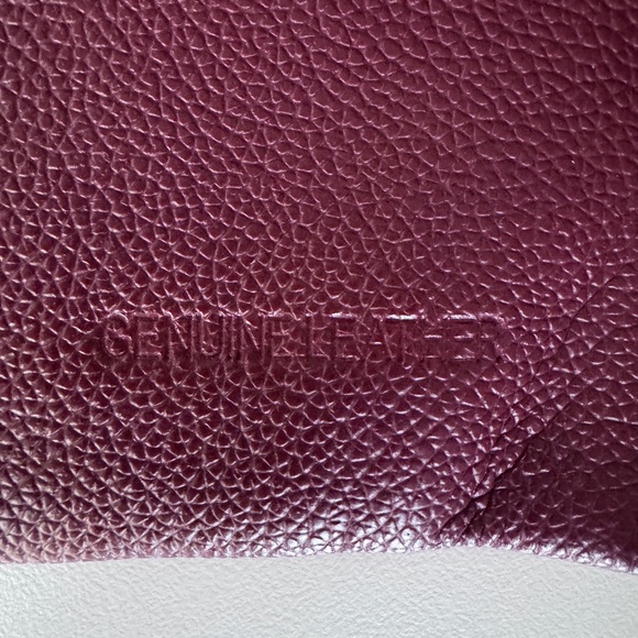 NWoT Genuine Leather Brown Wristlet Clutch Wallet, Zipper Striped Satin Interior - Picture 7 of 12